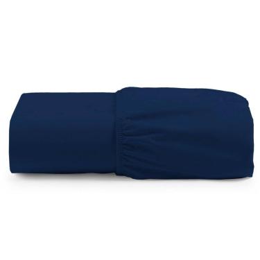 Imagem de Lençol Unique Avulso De Baixo Queen Com Elástico Micro Percal 400 Fios - Azul Marinho