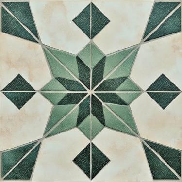 Imagem de HOMETITUTE 10 peças 30 x 30,5 cm diamante verde geométrico descascar e colar adesivos de piso de vinil autoadesivos removíveis para entrada, cozinha, varanda, decoração de casa