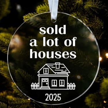 Imagem de Vendeu muitos enfeites de casas - Ornamento acrílico para corretor de imóveis - Imobiliário - Presente para ele - Decoração de pendurar na árvore de Natal - Lembrança de Natal