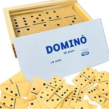 Imagem de Dominó Tradicional 28 Pçs Grande Madeira de Reflorestamento Jogo Educativo Pedagógico Escolar Brinquedo Toy Trade