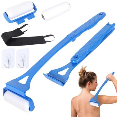 Imagem de Conjunto aplicador de loção para costas e corpo Rolo de aplicação dobrável de 46,5 cm com 2 rolos reutilizáveis, tira aplicadora traseira com ganchos, aplique loção creme pomada autobronzeadora para