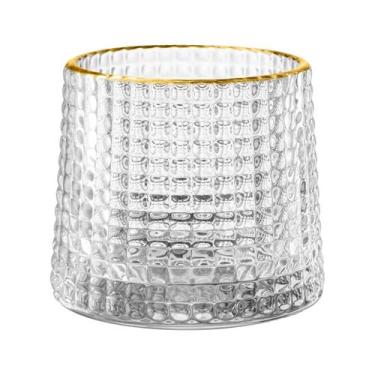 Imagem de Copo Baixo para Whisky Hive Vidro com Borda Dourada 180ml Lhermitage