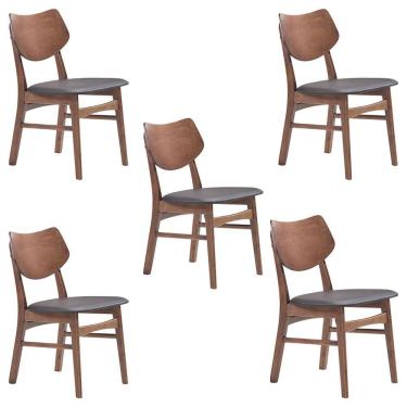Imagem de Kit 5 Cadeiras Decorativas Sala e Escritório Madeira Preto