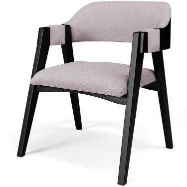 Imagem de Cadeira Para Sala De Jantar Estar Living Estofada Suran L02 Preto Linho Bege - Lyam Decor