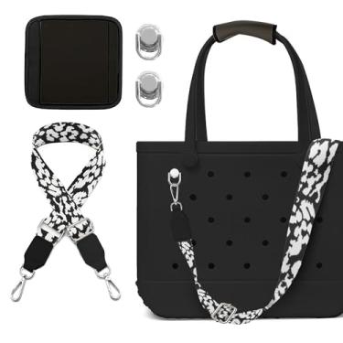 Imagem de Lyforaz Alça para Bolsa Bogg, Almofada de Ombro Destacável, Alças Longas Ajustáveis a Ombro para XL Médio Pequeno Pântano Praia Bolsa de Borracha Acessórios - Leopardo Preto/Branco