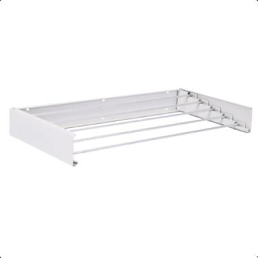 Imagem de Varal Retrátil De Parede Secreto Dobrável 80cm Com 5 Varetas (Branco)