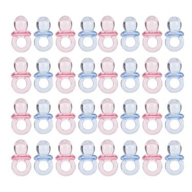 Imagem de RiToEasysports Chupeta Acrílica Decoração de Festa de Aniversário Mini Brinquedos Coloridos Calmantes, 100 Peças para Batismo de bebê (Rosa transparente + azul)
