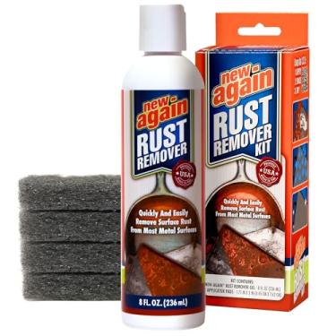 Imagem de New-Again Kit removedor de ferrugem – limpador de ferrugem instantâneo de grau comercial com almofadas de esfregar – Kit de reparo ideal para metal, chapa de cozinha, grelhas de churrasqueira, ferro