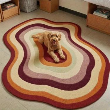 Imagem de Tapete irregular para decoração de quarto, tapete grande para sala de estar, tapete grosso e felpudo para vestiário, tapete macio e fofo (120x160cm/I)