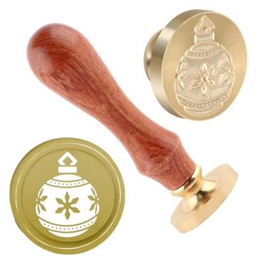 Imagem de Carimbo de lacre de cera de Natal carimbo de vedação de latão e uma alça de madeira carimbos cabeça para cartões de natal convites de festa carta envelope cartões de felicitações presentes