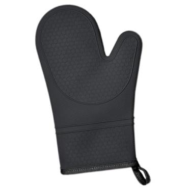 Imagem de Luvas de forno de silicone resistentes ao calor 260 °C, luvas antiderrapantes à prova d'água para churrasco com forro de algodão macio, luvas longas de cozinha para churrasco, assar, assar