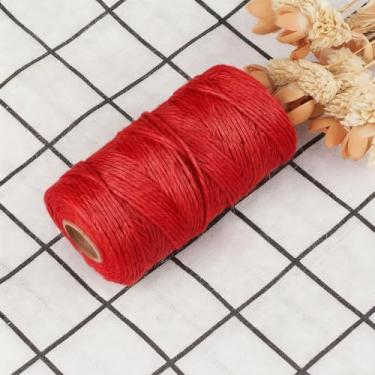 Imagem de Cordão de jardim, decoração de Natal, corda de juta natural, cordão de 2 mm para artesanato, embrulho, arte, decoração, material de embalagem, jardinagem, Natal, casamento, 3 camadas, vermelho