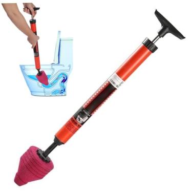 Imagem de Desentupidor de vaso sanitário, desentupidor de vaso sanitário de alta pressão de 63 cm com êmbolo de ar de pia de borracha flexível para ralo de vaso sanitário, tubo entupido, êmbolo