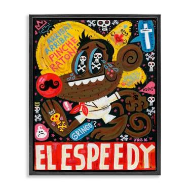 Imagem de Stupell Industries El Speedy Culture Collage Brown Framed Floater Canvas Wall Art, design por Jorge R. Gutierrez, 89 x 63 cm