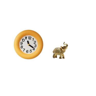 Imagem de Fenteer Relógio de Madeira Contemporâneo Silencioso E Escultura de Arte em Resina de Elefante para Decoração de Quarto, Cozinha, Sala de Jantar, Prateleira, E