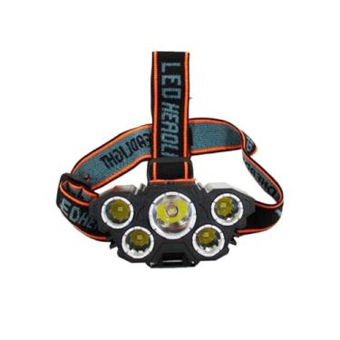 Imagem de Lanterna de Cabeça LED Recarregável, 5 LEDs, USB, Preto, Material ABS, 3 Modos de Iluminação, Ajustável, Ideal para Camping, Pesca, Ciclismo, 9,5 x 4,5 x 5,5 cm, com Cabo USB