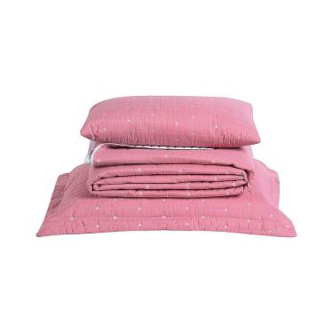 Imagem de Kit Cobre Leito Solteiro 4 Peças Bordado Urbany 100% Poliéster Hipercal 400 Fios Cor:rosê.