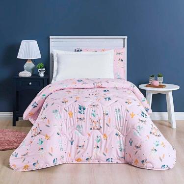 Imagem de Edredom Joy Kids Infantil Solteiro 01 Peça Micropercal 200 Fios Dupla Face Estampado - Foxy Rosa - 100% Poliéster