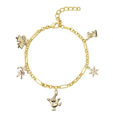 Imagem de ternotito Pulseira ajustável com pingente de Natal com corrente de ouro 14K para presente de Natal, Normal, Sem Pedra Preciosa