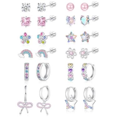 Imagem de Brincos hipoalergênicos de aço cirúrgico para mulheres e meninas crianças brincos de aço cirúrgico para orelhas sensíveis, coração fofo, borboleta, borboleta, criança, menina, parafusos, argolas