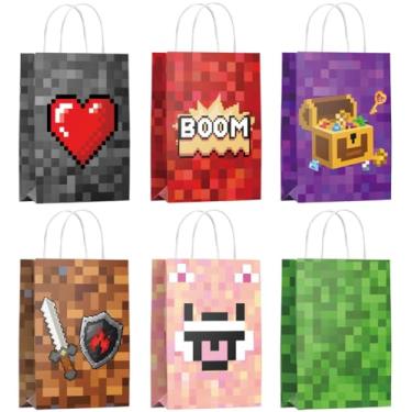 Imagem de 24 peças de bolsa de lembrancinha de festa com tema pixel