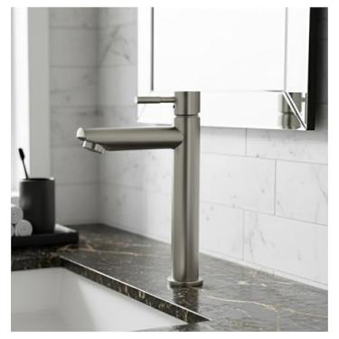 Imagem de Torneira Banheiro Alta Fria Lavatório Lavabo Pia Cuba Bancada Metal Aço inoxidável Escovado