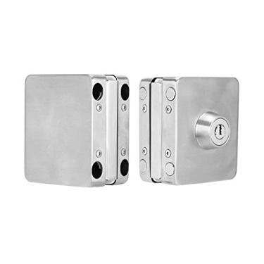 Imagem de Segurança de escritório de aço inoxidável único bloqueio de porta de vidro quadrado com chave para 10-12mm espessura sem moldura porta de vidro temperado YYDFPIIA