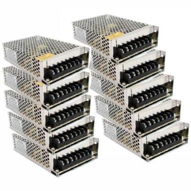 Imagem de Kit 10 Fonte Chaveada 12V 10A 120W Para Cftv Fita Led Som - Hamy