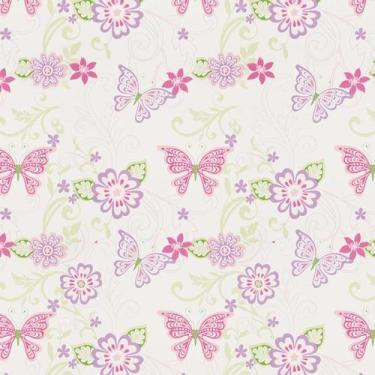 Imagem de Papel De Parede Adesivo Borboletas E Flores Quarto Infantil - LRP