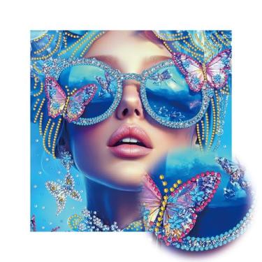 Imagem de Reofrey Kits de arte de diamante grande de forma especial DIY para mulheres adultas, kits de pintura de diamantes pequenos para beleza de adultos, tela bordada de ponto cruz de strass para artesanato