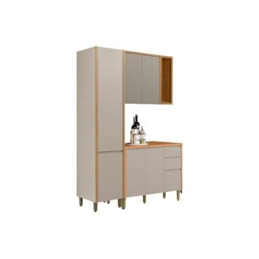 Imagem de Kit De Cozinha Completa 3 Peças Allure (1aéreo+1balcão+1paneleiro) Cp29 Jequitiba-gris Fosco - Linea