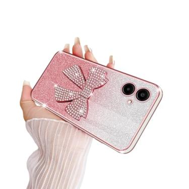 Imagem de TSAYGFK Capa para celular Samsung Galaxy A06 luxuosa fofa com laço 3D TPU macio com cordão à prova de choque enseada protetora para meninas e mulheres, rosa coral