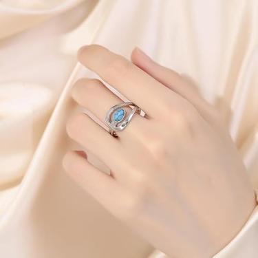 Imagem de Anéis empilháveis para mulheres, noivado, moissanita, junta grossa, ouro, promessa, boêmia, turquesa, presentes de Natal, presentes de amizade para mulheres, dia dos namorados, Medium, Latão, Sem