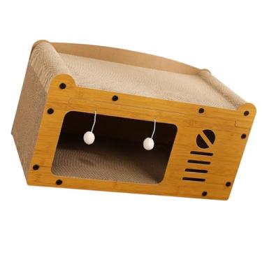 Imagem de Ｂｅｓｇａ Casa de gato de papelão tábua de arranhão com brinquedo castelo abrigado interativo Fácil de montar Cama de gatos Cama de arranhões