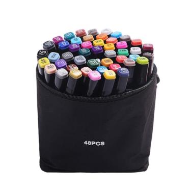 Imagem de Conjunto de Marcadores Artísticos Ponta Grossa e Fina Caneta Marcadora com Bolsa Transporte Materiais Arte para Estudantes Adultos Artistas Desenho Colorir Esboçar Design