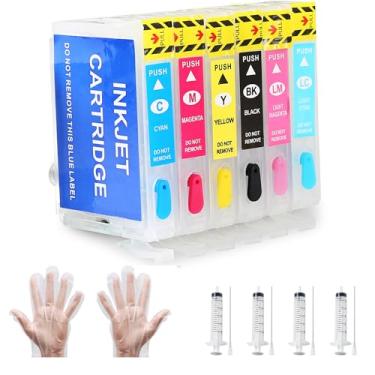 Imagem de MeiZHoudy Cartuchos de tinta recarregáveis de sublimação vazia com chip permanente para T079 (T079120 T079220 T079320 T079420 T079520 T079620) para usar com impressora Artisan 1430 e Stylus Photo 1400