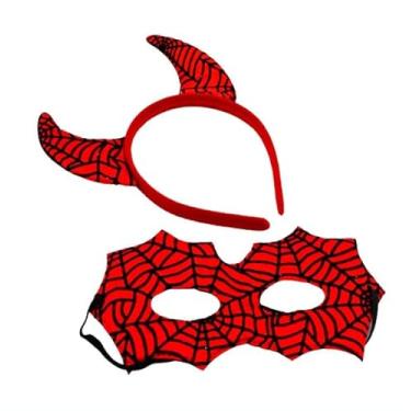 Imagem de Tiara de Fantasia Diabinha Vermelha – Arco Temático c/Chifres e Plumas – Acessório Ideal para Carnaval, Halloween, Festas e Blocos de Rua