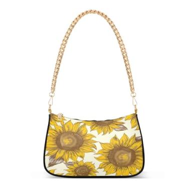 Imagem de CEBUGI Bolsas transversais femininas bolsa de ombro girassóis bolsa clutch elegante com alça de corrente