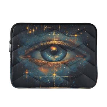 Imagem de STAYTOP Um olho azul brilhante dourado macio e resistente a impactos, bolsa de transporte protetora para notebook de 13 a 14 polegadas