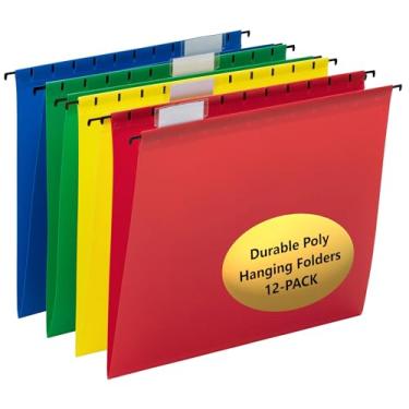 Imagem de Smead Pasta suspensa de poliéster, aba de corte 1/5, tamanho carta, cores primárias sortidas, 12 por pacote (64026)