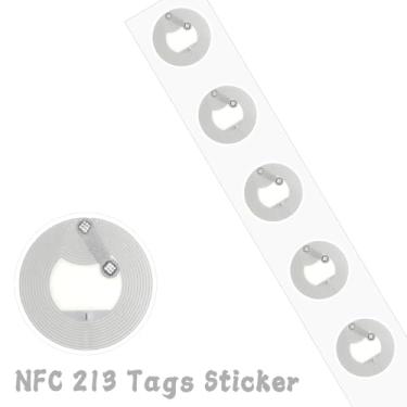 Imagem de 60 etiquetas NFC Ntag213, adesivos redondos NFC de 25 mm, 144 bytes de memória, uso para automação de casa inteligente, compartilhamento social, lançamento de produto, rastreamento de inventário