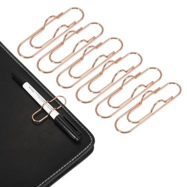 Imagem de PATIKIL Suporte de clipe de caneta para notebook, 6 peças de clipes de metal, ouro rosa