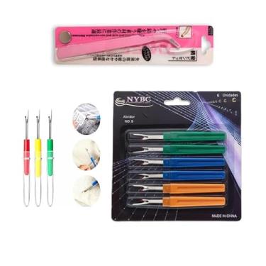 Imagem de Kit Abridor de Casinha NYBC 12 Unidades 7cm e 13cm + Pinça Curva Lanmax Lmx-15 Desmanchador de Costura Profissional para Ajustes e Bordado