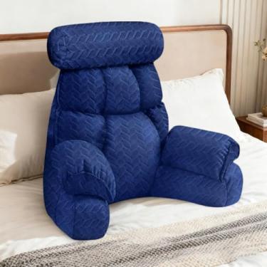 Imagem de FXXUDVNIIN Travesseiro de costas para cama sentado: travesseiro de leitura com apoio de braço de 23,9 cm de altura para sentar e TV travesseiros para, brincar, trabalhar e relaxar, suporte confortável