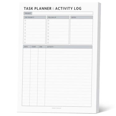 Imagem de Agenda de tarefas e rastreador 21 x 27 cm, bloco de notas para 70 folhas – Organizador de projetos com registro de tempo, prioridade máxima, acompanhamento – bloco de notas para casa e escritório