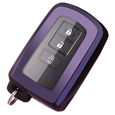 Imagem de Capa inteligente de TPU para chave de chaveiro sem chave para Toyota Tacoma 4Runner Sequoia 2017 2018 2020 2021 Toyota Tacoma 4Runner Sequoia 2017 2018 Highlander Avalon Camry Corolla RAV4 Land Cruise Prius V HYQ14FBA (roxa)