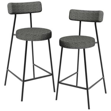 Imagem de Kit 02 Banquetas Baixa Para Cozinha Sala De Jantar Bar Bancada Milão L02 Linho Mescla Chumbo - Lyam Decor