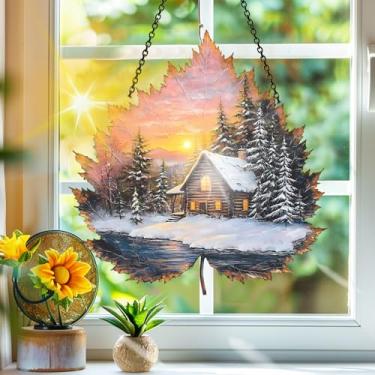 Imagem de Apanhador solar de acrílico colorido, apanhadores de sol, decoração de janela suspensa de casa de neve de inverno, arte de parede de arco-íris, para varanda, interior e exterior, jardim, enfeites de