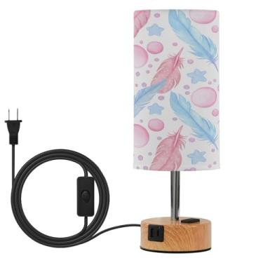 Imagem de Wassud Candeeiro de mesa de cabeceira Feathers Touch com 3 temperaturas de cor, luminária de mesa moderna com forro abajur para sala de estar, quarto, escritório, berçário