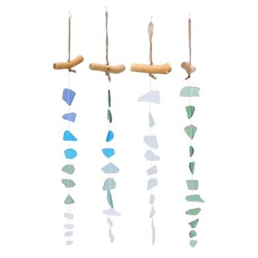 Imagem de CHICIRIS Sinos de Ventos de Vidro do Mar, 5 Peças de Sinos de Ventos Oceano Com Cordas Resistentes e Madeira Flutuante para Decoração Interna e Externa, Presente de Inauguração